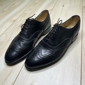 Grenson Mens 9.5 Black Leather Oxfords Wingtip  Loafers